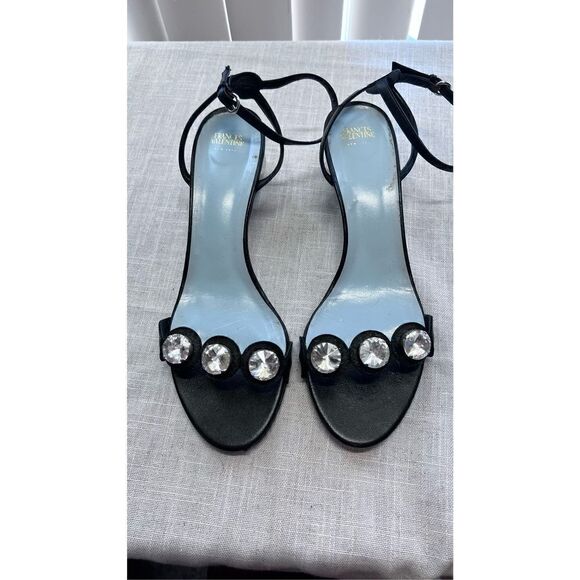 Frances Valentine Women's Leather Buckle Strap Beatrix Sandals Black Size 11 - Picture 2 of 11